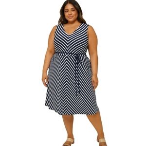 NWT LAUREN Ralph Lauren Blue and White Chevron Women's Plus‎ 2X